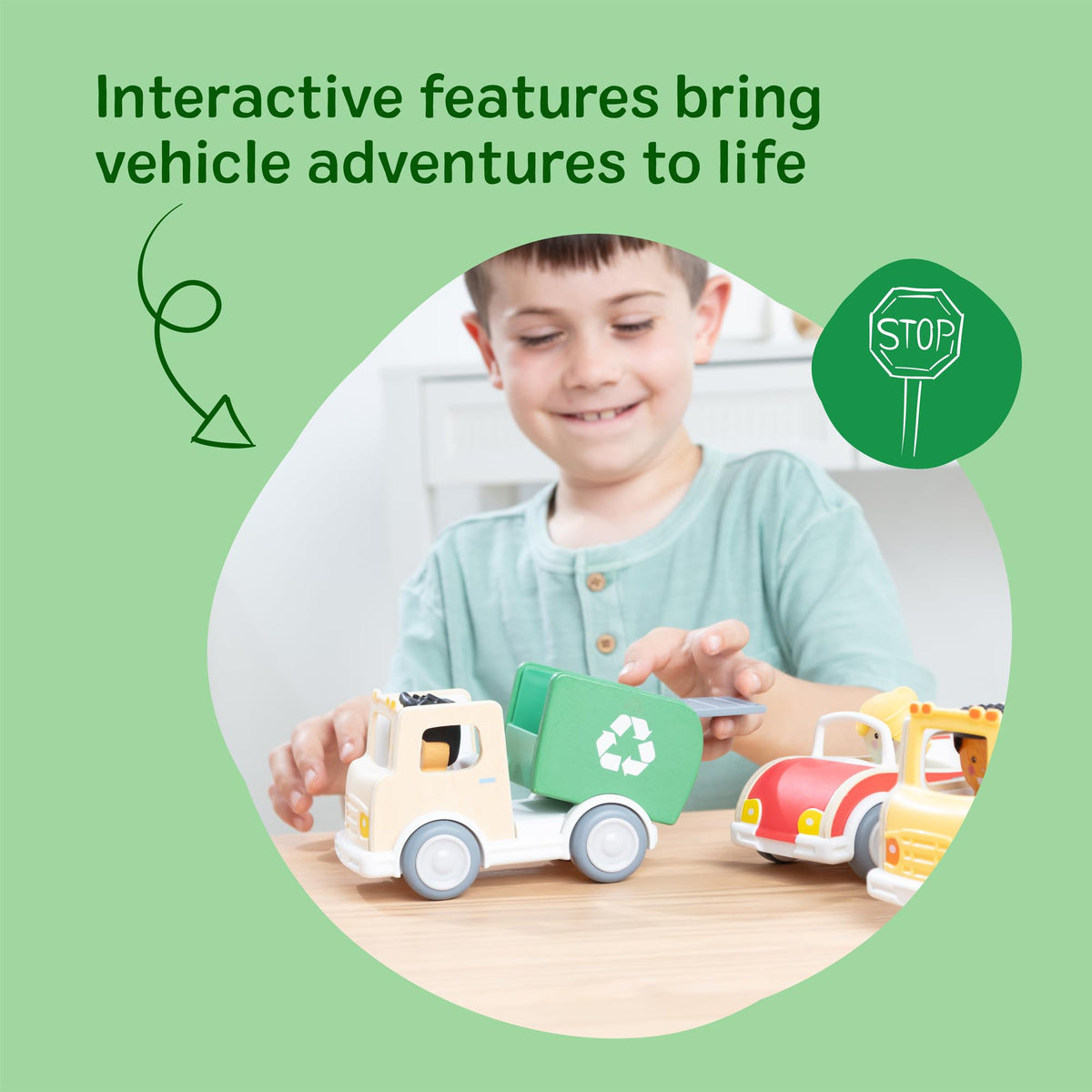 Melissa & Doug Cheery Lane Wooden Vehicle & Figures Pretend Play Set
