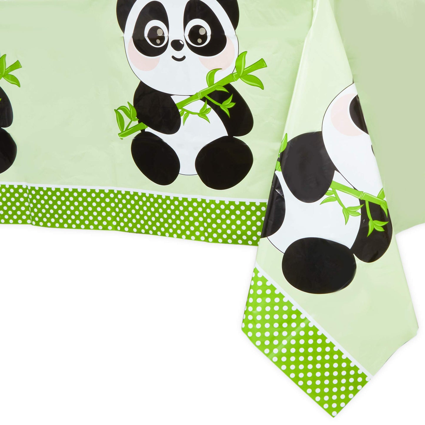 Blue Panda Panda Tablecloth - 54 x 108 in, Green, 3 Pack - Plastic Tablecloth - Disposable Table Cover for Panda Birthday Party Decoration & Theme
