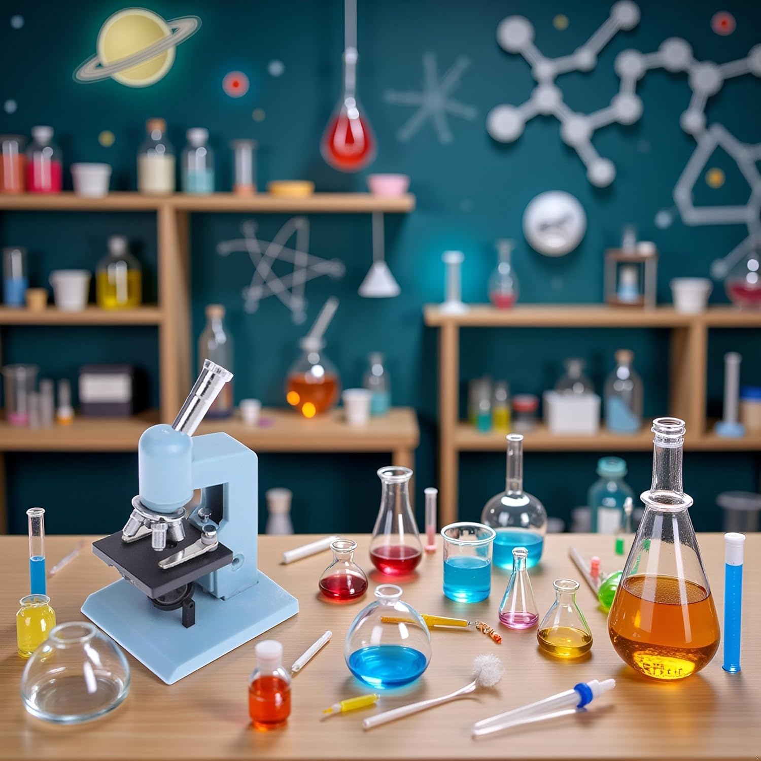 Blue Miniature Microscope, Plastic Dollhouse Mini Laboratory Tool for Dollhouse Science STEM Scene, Experiment Scene Doll House Kit for 1:12 Scale