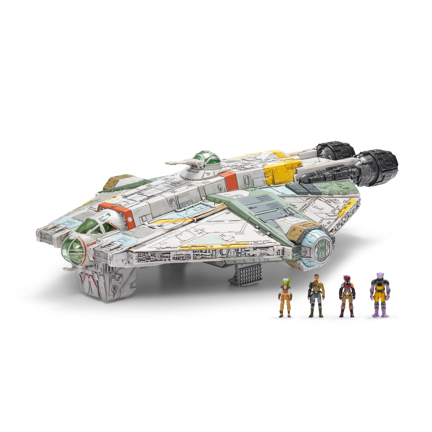 Star Wars Micro Galaxy Squadron Ghost Series 3-15-Inch Vehicle with Motion Activated Lights, Sounds, and 4 Micro Figures