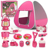 Camping Set Toys with Pop up Play Tent for Girls Ages 3-6 Indoor Outdoor