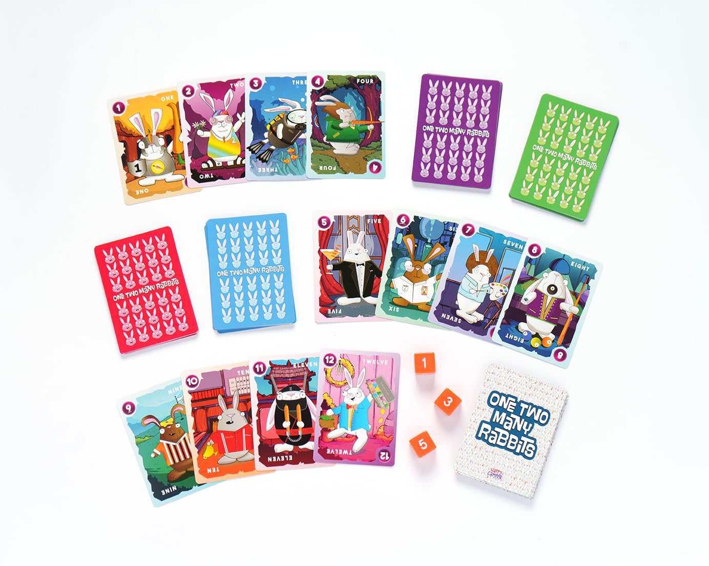 Happy Camper - One Two Many Rabbits - A Wild & Harey Card Game | Perfect Easter Basket Stuffers for Kids | Great Math Game for Family Game Night | 1-4