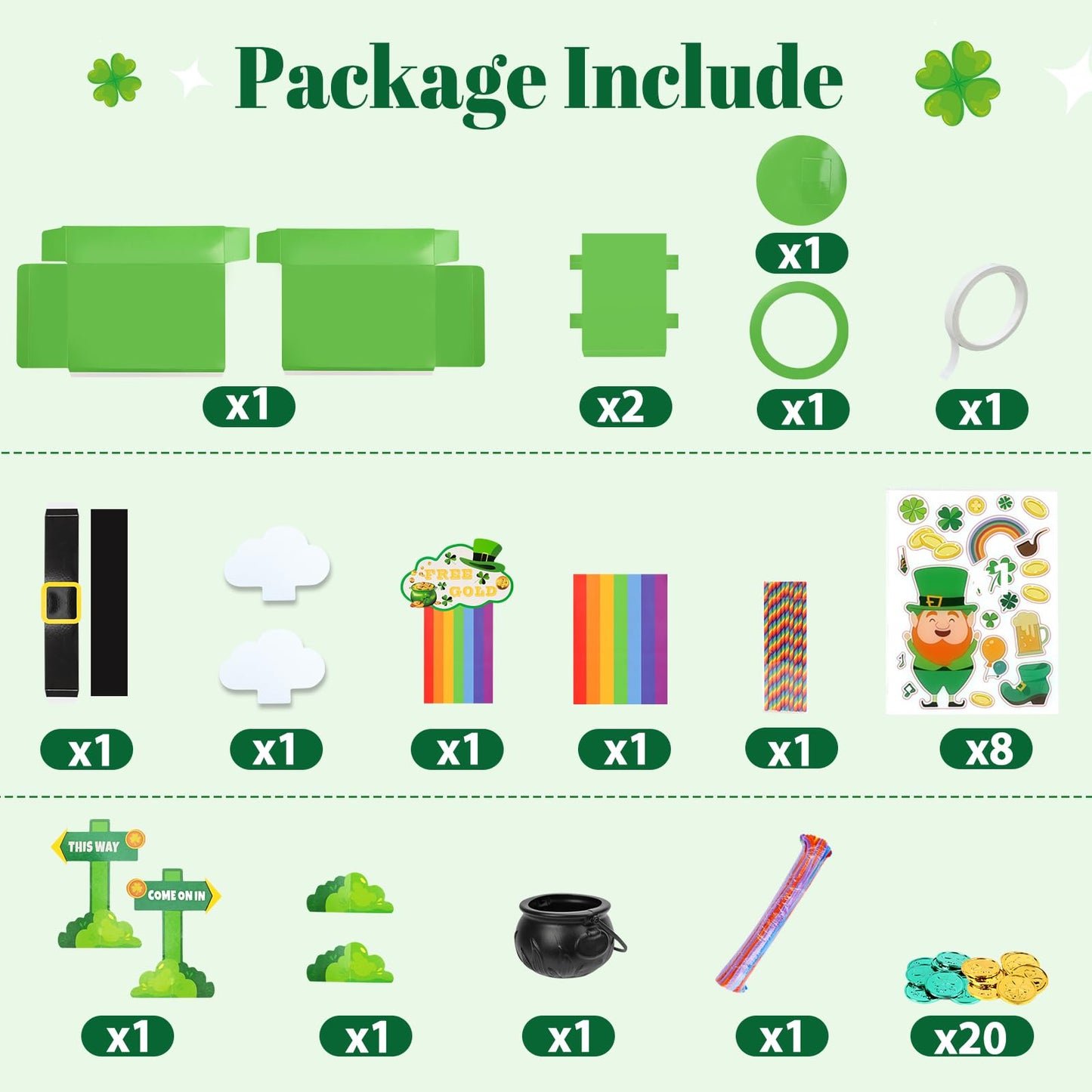 whumsdog St. Patrick's Day DIY Leprechaun Trap Kit for Kids- Craft Catch a Leprechaun Trap Set with Cauldron Kettles, Theme Stickers, Shamrock Coins |