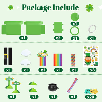 whumsdog St. Patrick's Day DIY Leprechaun Trap Kit for Kids- Craft Catch a Leprechaun Trap Set with Cauldron Kettles, Theme Stickers, Shamrock Coins |