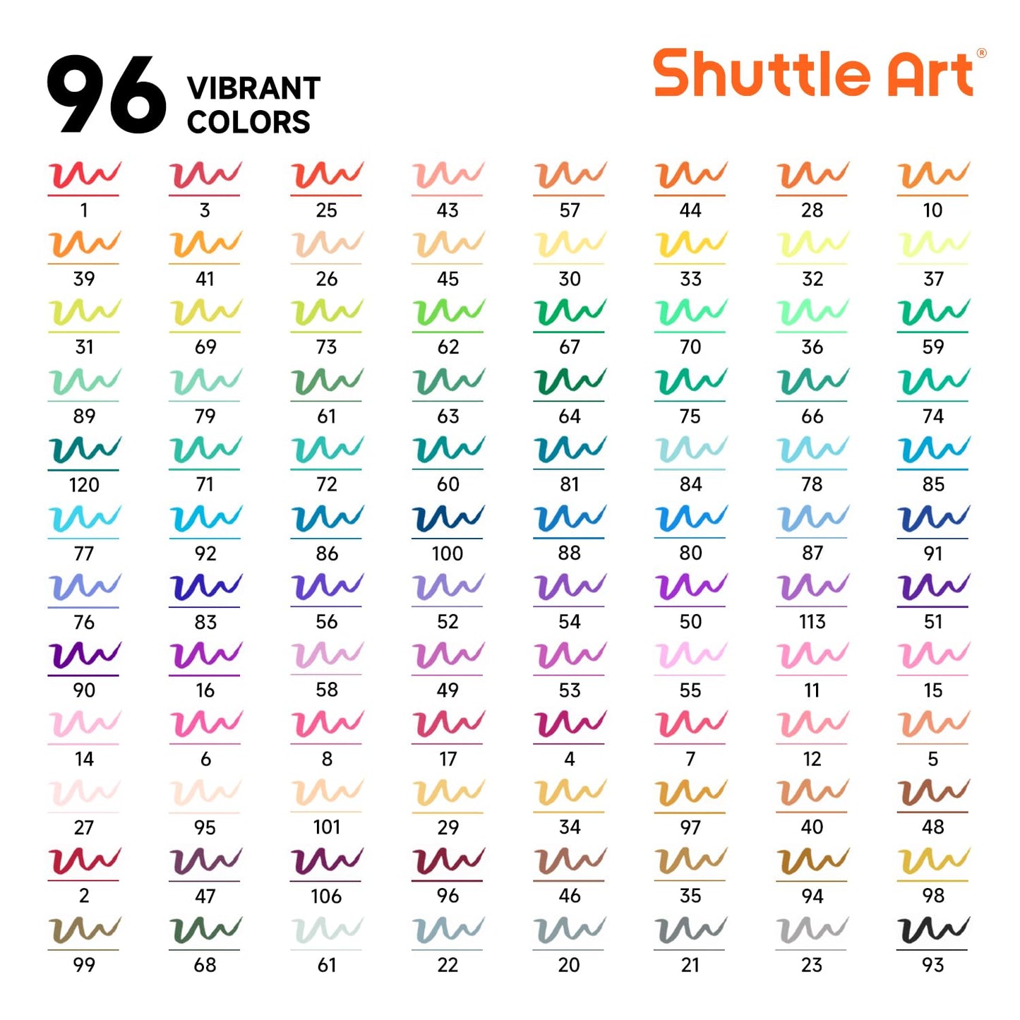 Shuttle Art Dual Tip Brush Pens, 96 Colours Fine and Brush Tip Markers Set with Pen Holder & 1 Colouring Book, Felt Tip Colouring Pens for Adults
