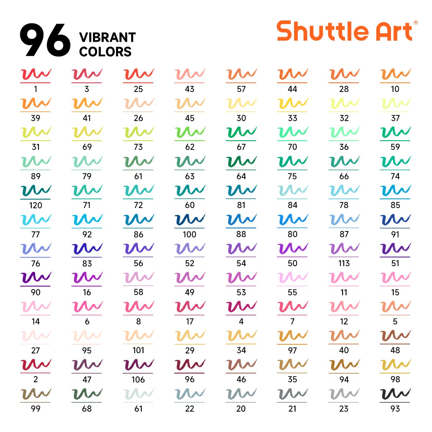 Shuttle Art Dual Tip Brush Pens, 96 Colours Fine and Brush Tip Markers Set with Pen Holder & 1 Colouring Book, Felt Tip Colouring Pens for Adults