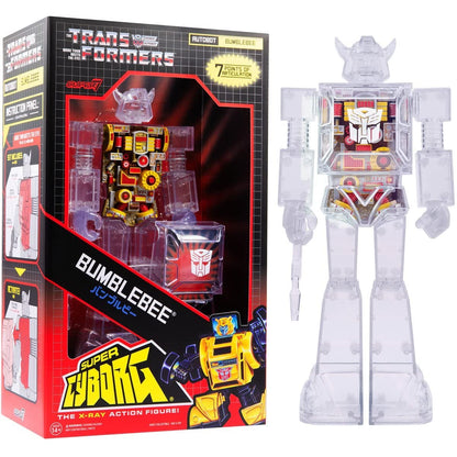 Super7 Super Cyborg Transformers Bumblebee (Clear) - 10" Transformers Action Figure Classic Cartoon Collectibles and Retro Toys
