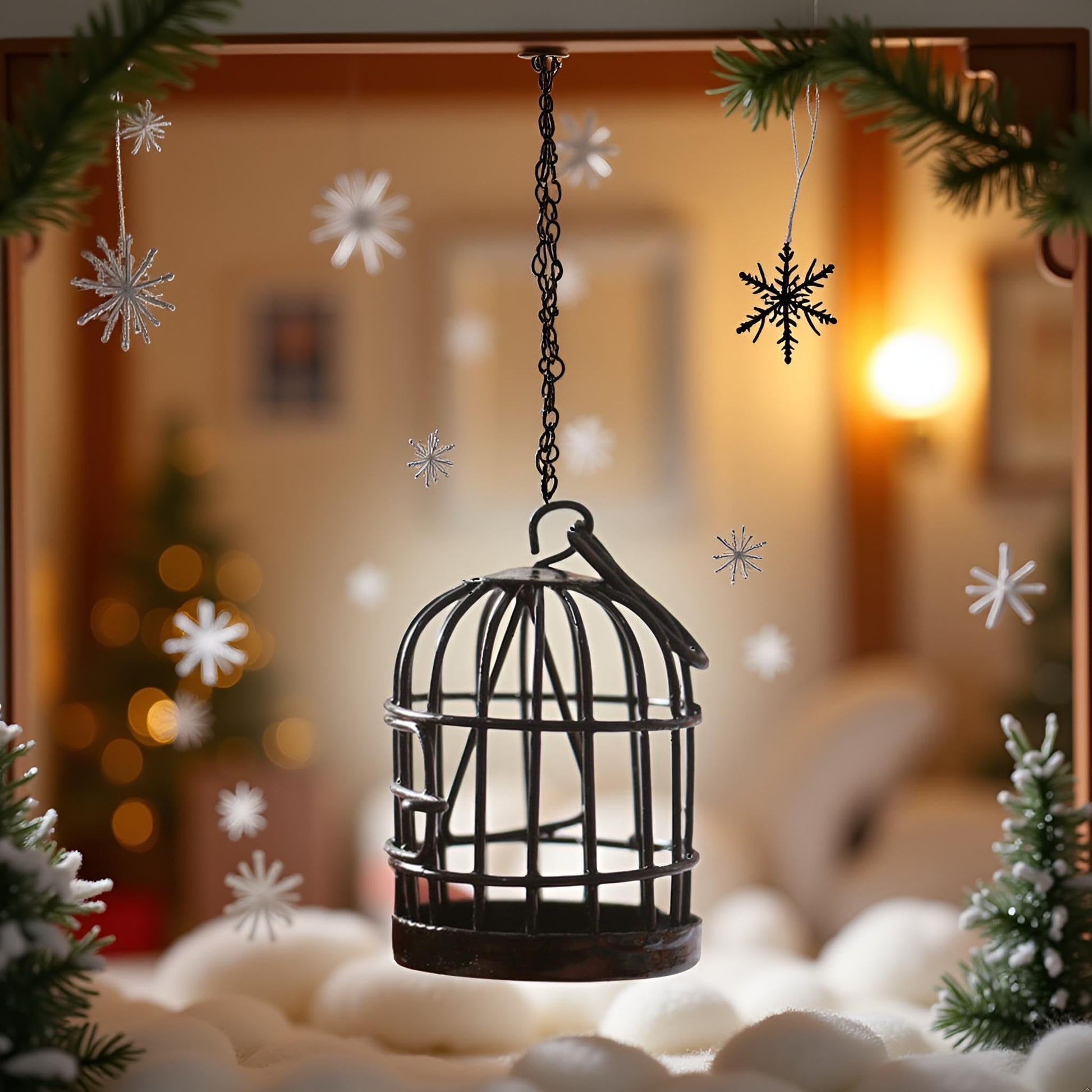 Black Miniature Doll House Birdcage Ornament Model Home Desktop Decor Gift,Miniature Doll House Furniture and Accessories