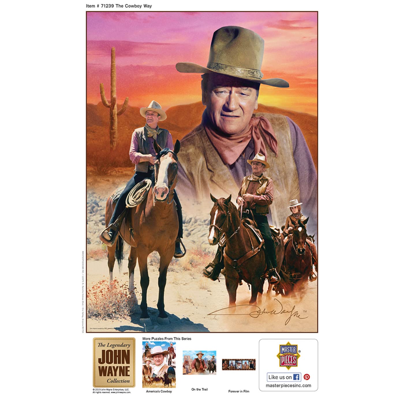 MasterPieces 1000 Piece John Wayne Jigsaw Puzzle for Adults, Family, Or Youth - The Cowboy Way - 19.25"x26.75"