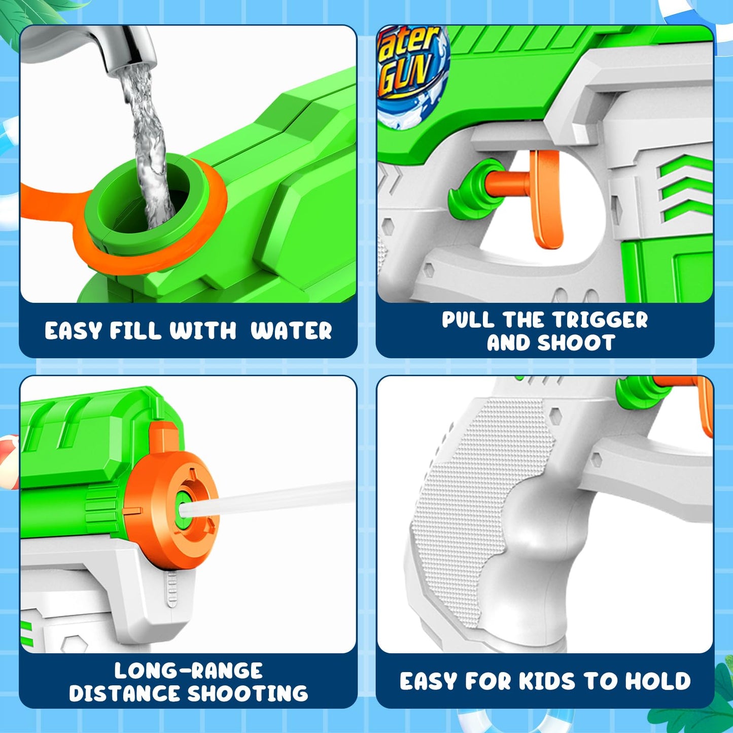 Water Guns for Kids 6 Pack Squirt Guns Water Soaker Blaster 220CC Capacity 15-20 Feet Shooting Range Water Gun for Boys Girls Toddlers Swimming Pool