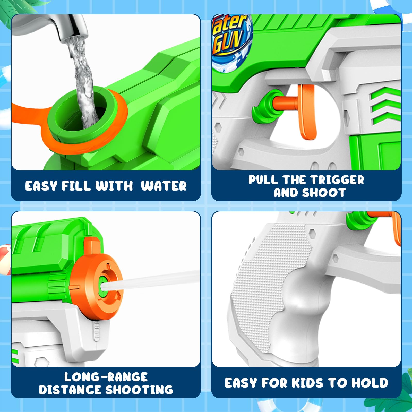 Water Guns for Kids 6 Pack Squirt Guns Water Soaker Blaster 220CC Capacity 15-20 Feet Shooting Range Water Gun for Boys Girls Toddlers Swimming Pool