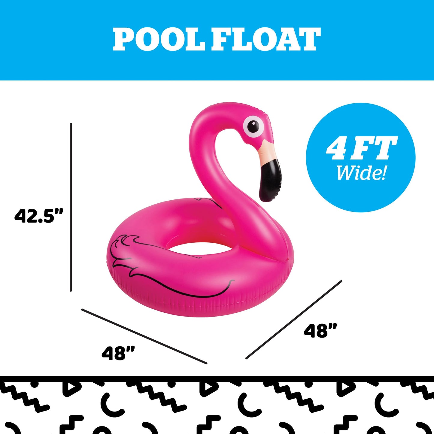 Giant Animal Pool Float, Inflatable Floatie Tube, Blow Up Swim Ring, Outdoor Summer Pool Party Water Toy - Pink Flamingo