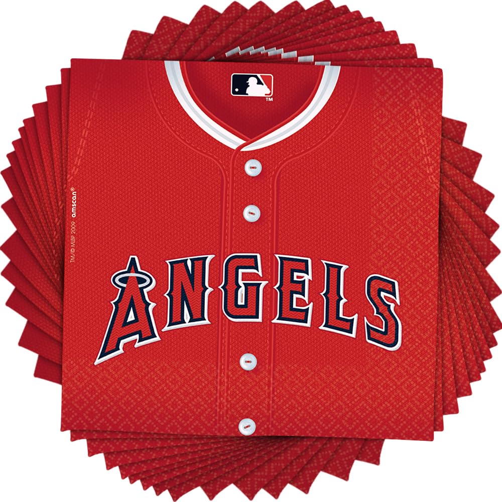 Angels™ Red Luncheon Paper Napkins - 6.5" (Pack of 36) - Perfect for Baseball Themed Parties, Tailgates & Celebrations