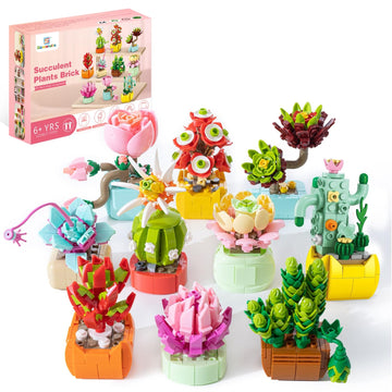 Sawaruita 10 Pack Succulent Mini Plant Building Blocks Set for Adults