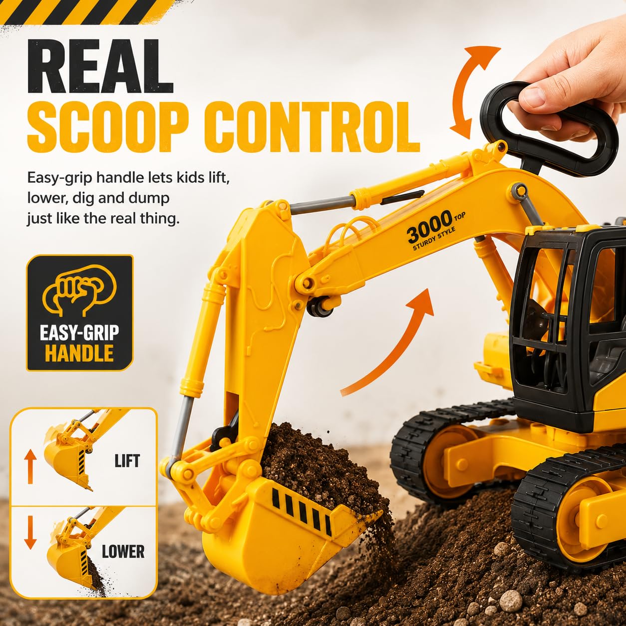 Liberty Imports 15" Oversized Construction Excavator Toy Digger for Kids