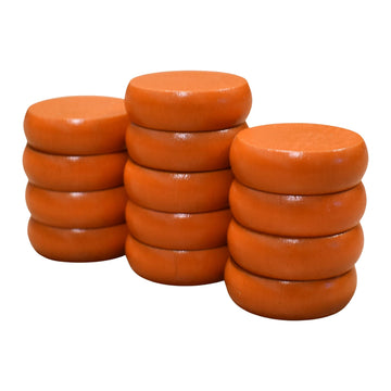13 Orange Crokinole Discs with a Velvet Pouch - Half Set (Large Discs - 1 1/4 Inch Diameter (3.2cm))