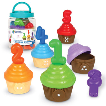 Learning Resources Counting Cupcakes - Number and Color Recognition Skills, Kitchen Play Food for Kids, Fine Motor Skills, Matching Toys, Homeschool,