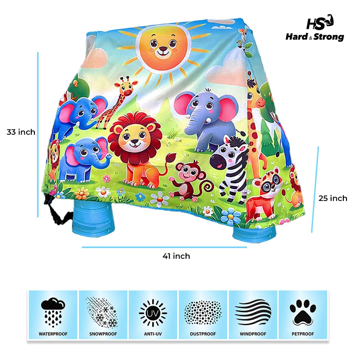 Oxford 600D Durable Waterproof Cover, Anti-UV Dust Proof Kids Water Table Cover, Cute Colorful Vibrant Design, Includes Bag