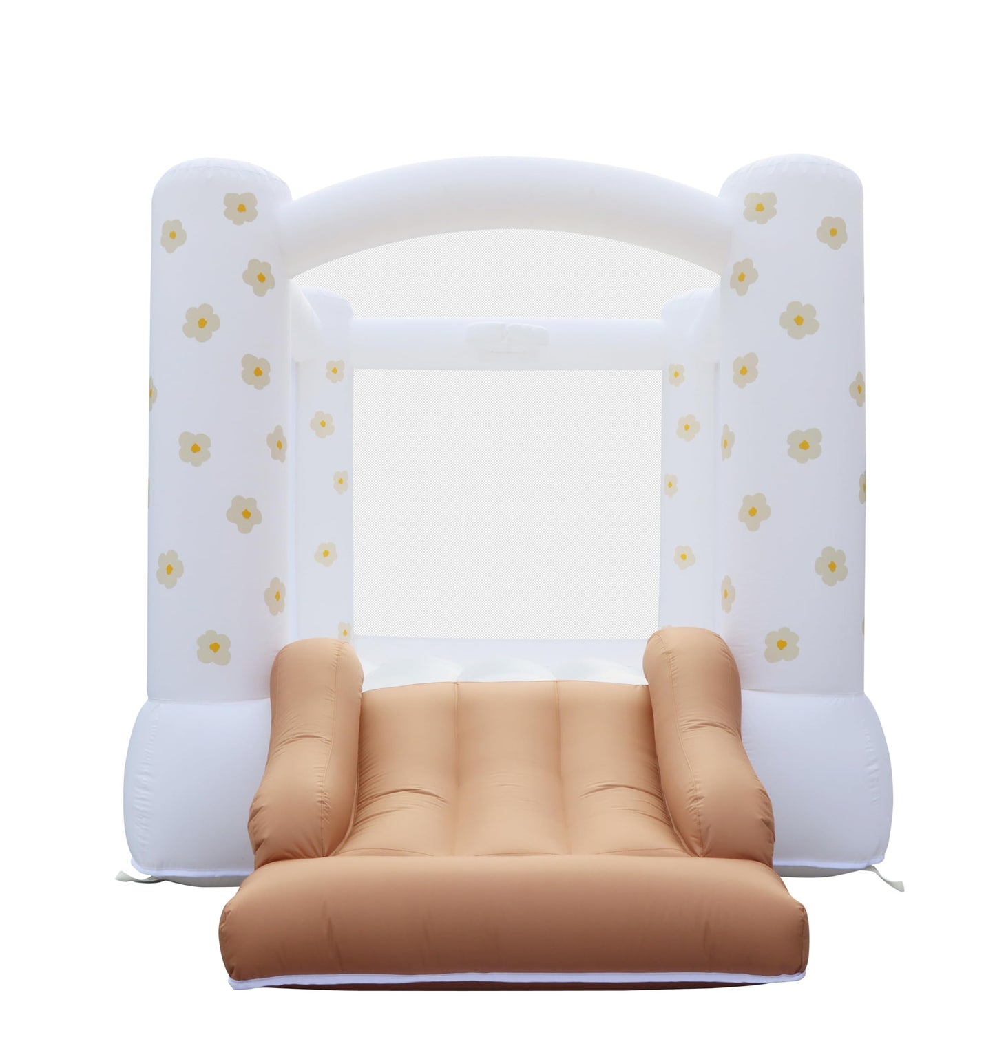 Bounceland in Bloom Playland Bounce House, 8.5 ft L x 7 ft W x 6.5 ft H, Neutral Floral Bounce House with Slide, UL Blower Included, Trendy Bouncer