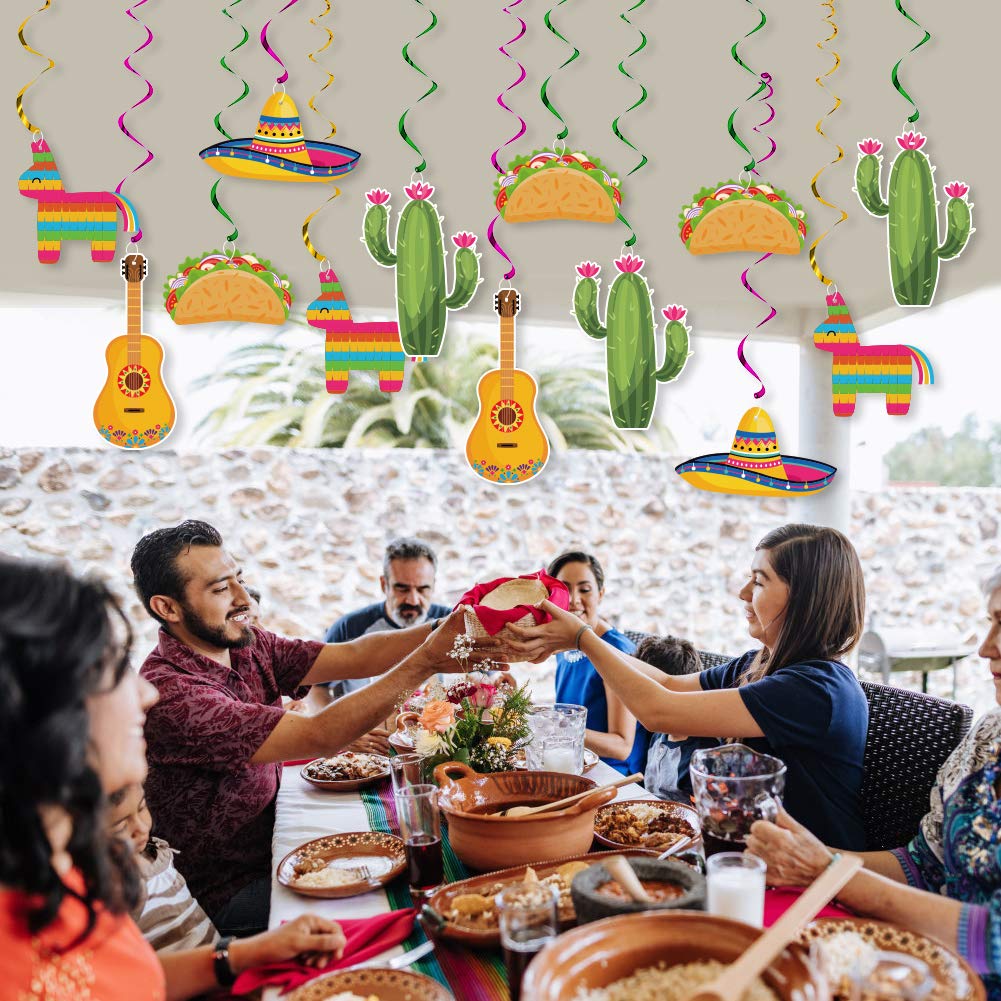 Mexican Fiesta Hanging Swirl Decorations, Cinco De Mayo Party Supplies