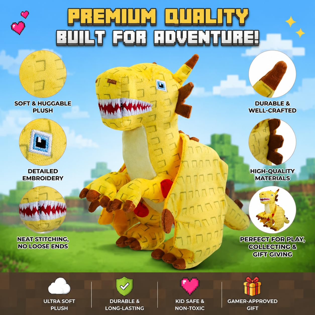 GUUZOGG Brainrot Plush Toy, 9.4 Inch Dragon Cannelloni from Brainrots World Stuffed Animal Plushies for Game Fans, Collectible Gift for Kids Boys