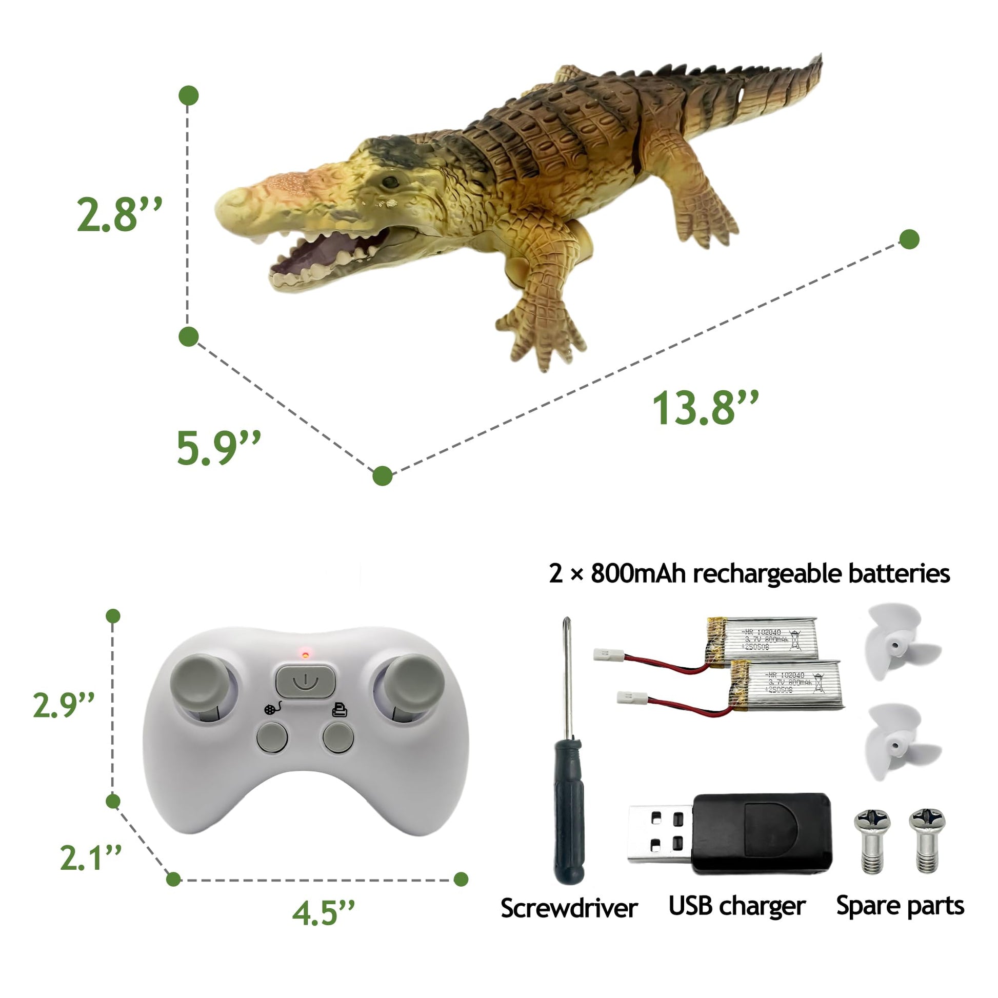 Moskiddo Remote Control Boat Crocodile Water Toy for Kids 3-5, 5-7, 10-12, RC Alligator for Boys 4-6, 6-8, Top Summer Swimming Pool/Lake Toys for Kids