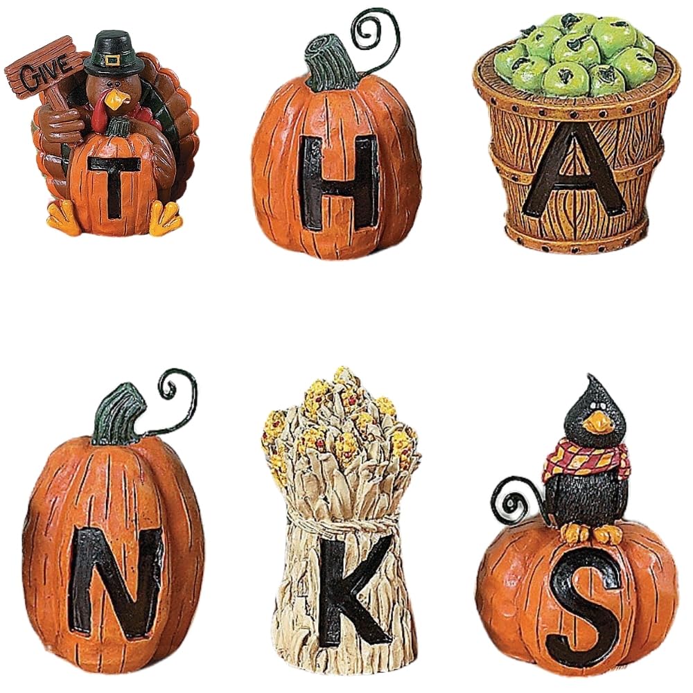 Fun Express Resin Give Thanks Blocks, Set of 6, Fall Home Decor
