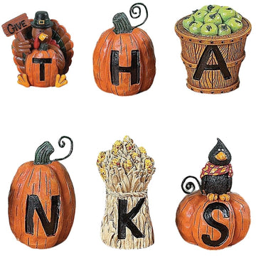 Fun Express Resin Give Thanks Blocks, Set of 6, Fall Home Decor