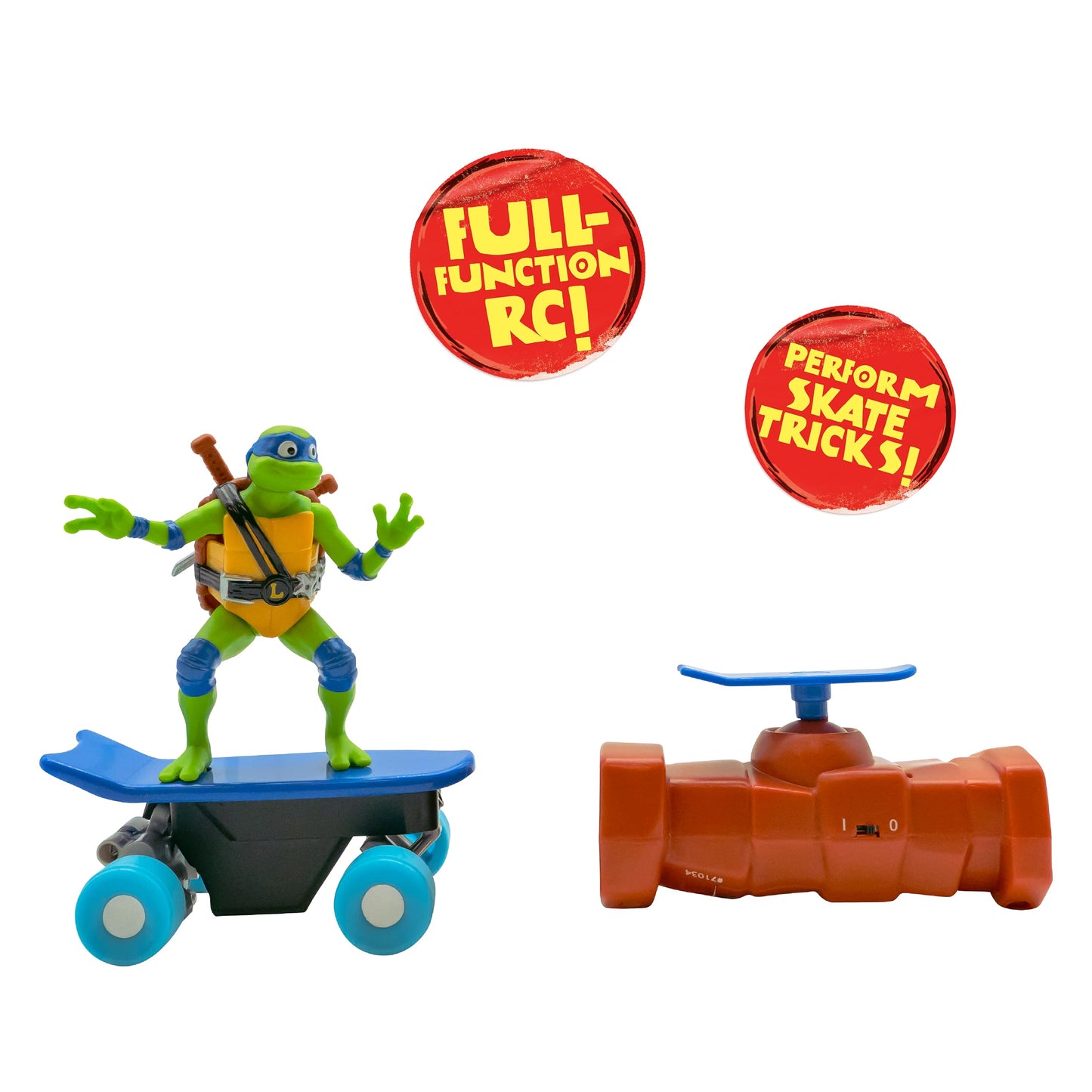 TEENAGE MUTANT NINJA Turtles Toy, Leonardo Half Pipe RC Skate Vehicle, 2.4 GHz Skateboard Controller, Mutant Mayhem TMNT Remote Control Toy for Kids