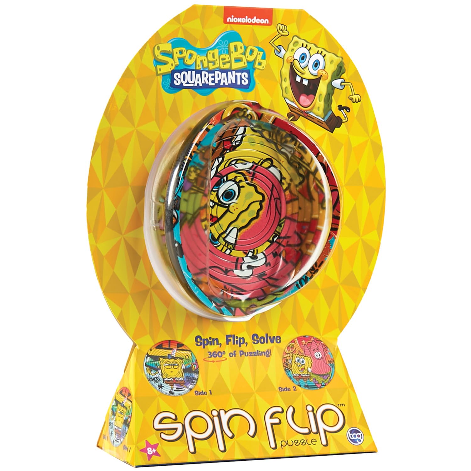 Spin Flip Puzzle: Spongebob Graffiti, 12 Rings, 3D Puzzle, Challenging, Fun, Interactive Brain Teaser for Kids and Adults, Stimulates Creativity