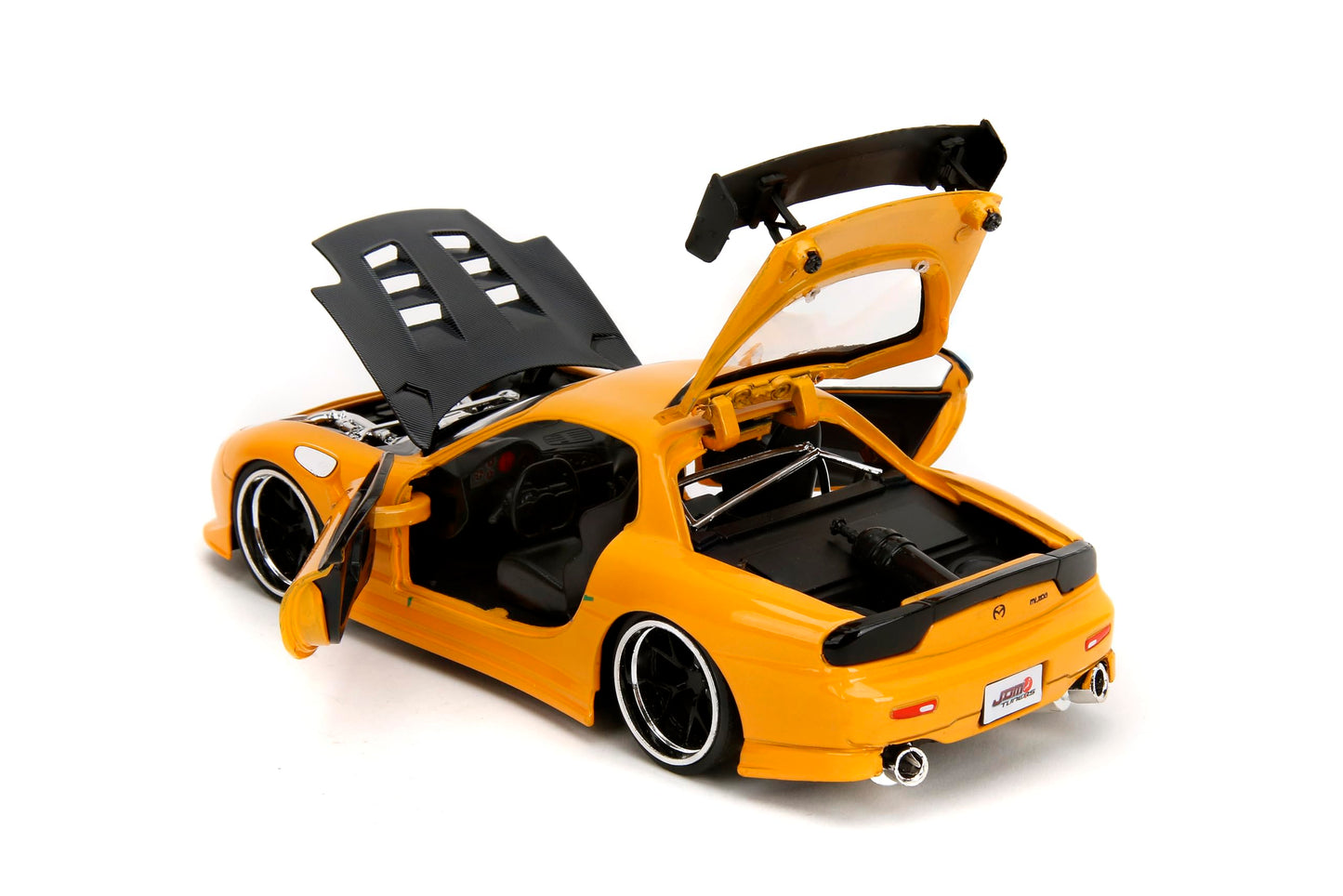 Jada Toys JDM Tuners 1:24 Scale Die-Cast 1993 Mazda RX-7 (FD) HKS, Opening Doors, Detailed Interior, Rubber Tires, Collectible for Ages 8+(Yellow