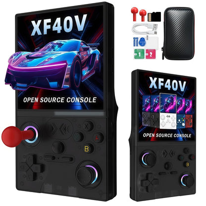XF40V Retro Handheld Game Console, 4.0 Inch IPS HD Screen,Interchangeable Arcade Stick,Linux System, Preloaded Classic Games with Multiple Emulators