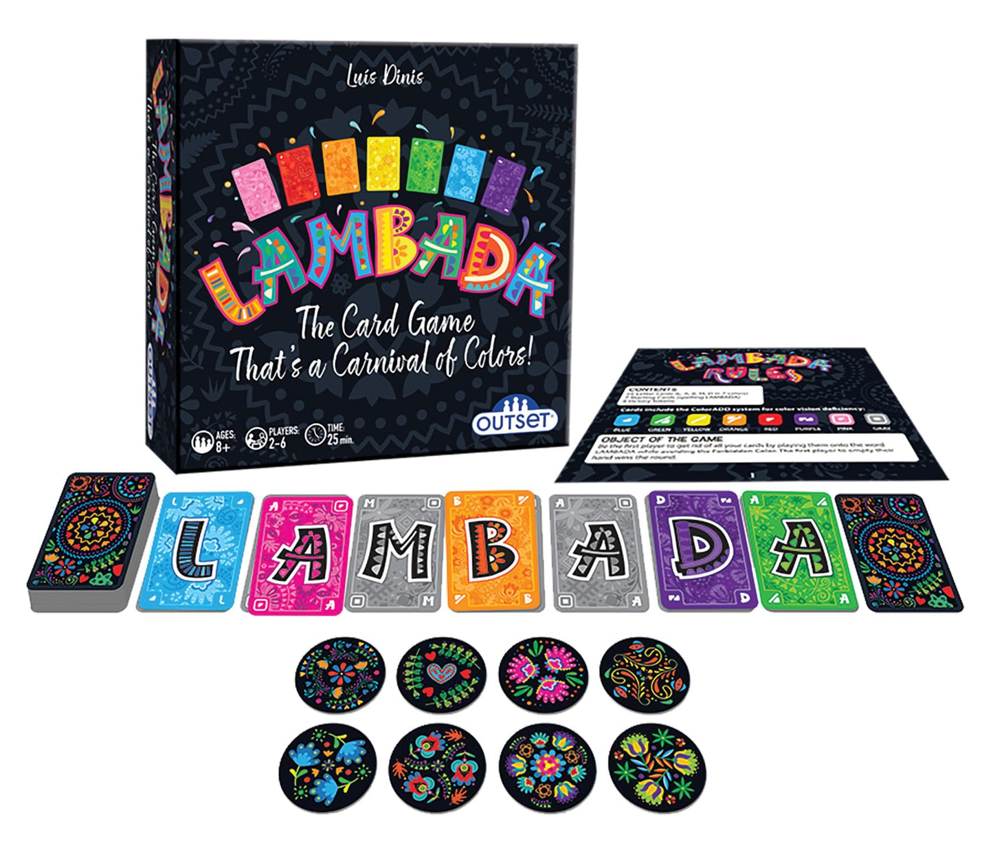 Outset Media Lambada - The Card Game That's a Carnival of Colors! - for 2 to 6 Players Ages 8 and up