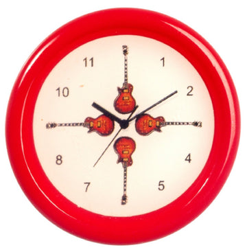 Dollhouse Miniature 1:12 Scale Small RED Guitar Clock #G7189