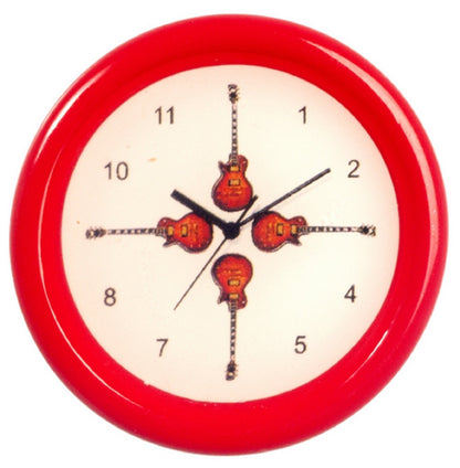 Dollhouse Miniature 1:12 Scale Small RED Guitar Clock #G7189