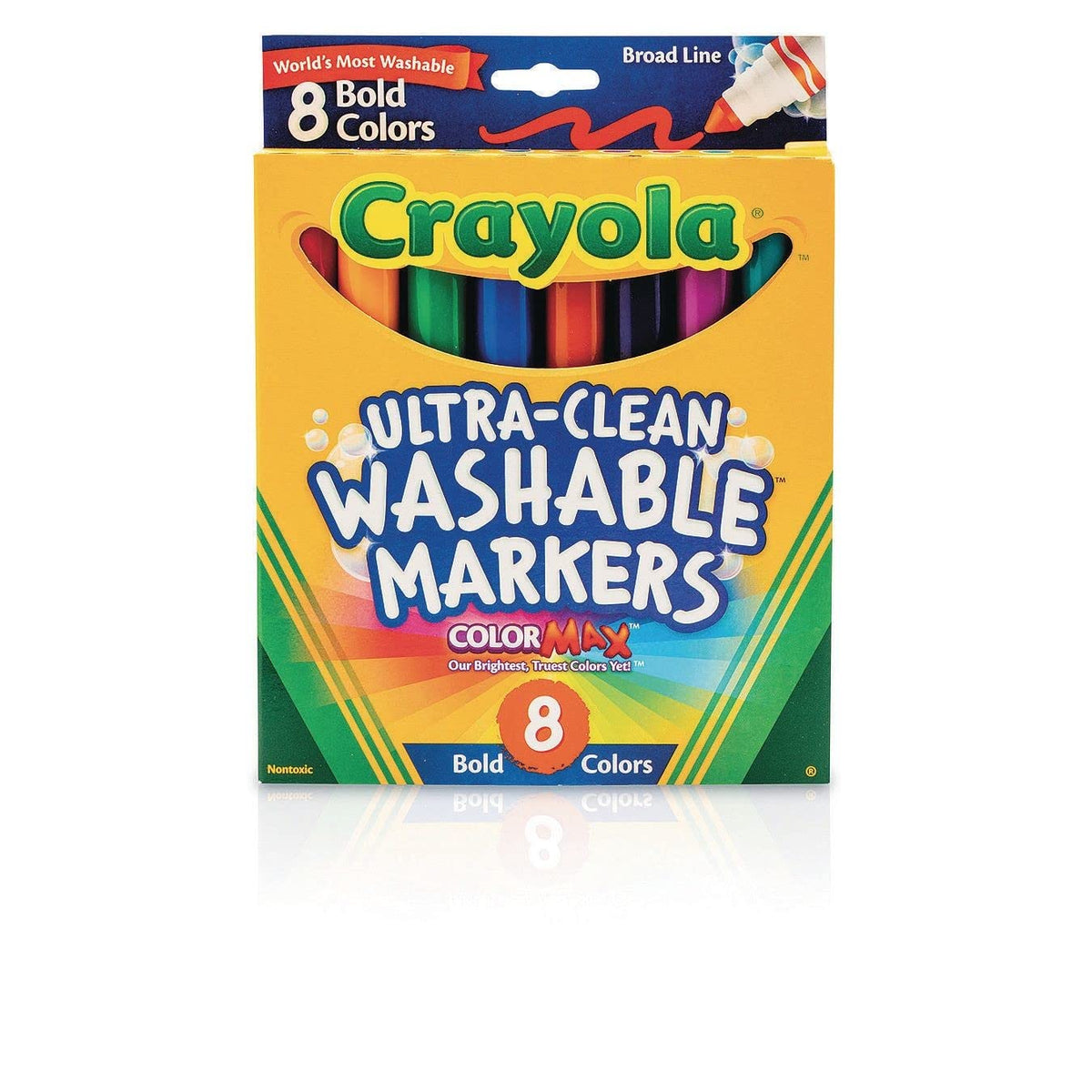 Crayola Washable Markers, Broad Point, Classic Colors, 8/Pack