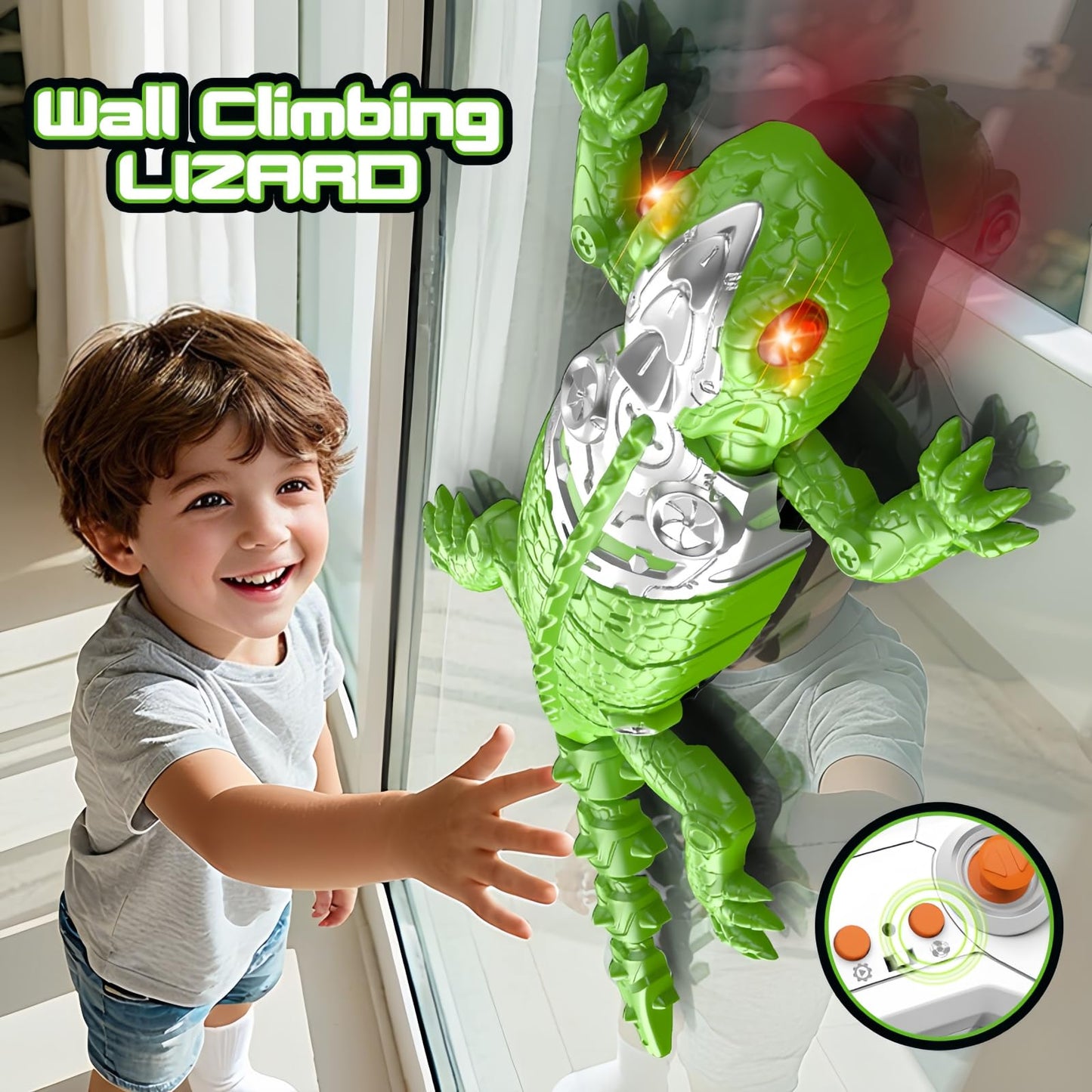 DOLGZIS 2026 Wall Crawler Gecko, Rechargeable Remote Control Robot Kids Toys, Gecko Wall Climbing Toy for Kids, Birthday, Easter, Christmas & Festival