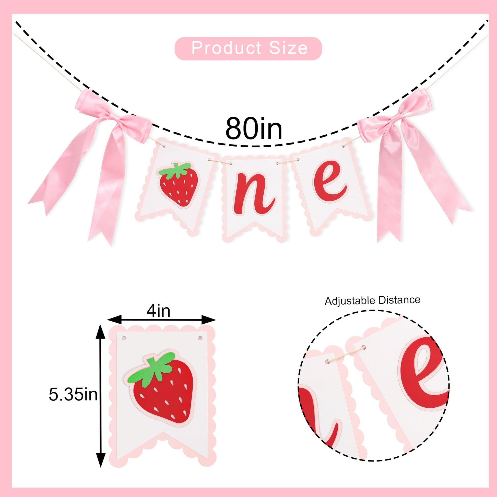 Strawberry One High Chair Banner,Strawberry First/1st Party Birthday Decor