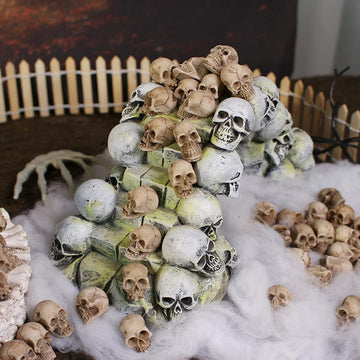 SUFUNNY Mini Skulls Figurine Skeleton Head Miniatures for Halloween Decor, Skull Decor, Dollhouse Accessories for Halloween Decorations,40pcs