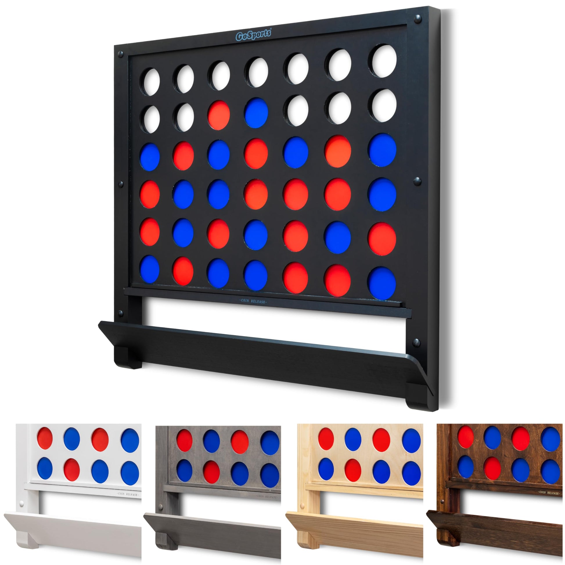 GoSports Wall Mounted Giant 4 in a Row - Jumbo Four in a Row with Coins - Black