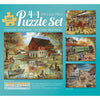 Bits and Pieces - 4-in-1 Multi-Pack 300 Piece Jigsaw Puzzles for Adults - Country Pond Harvest Café Home General Store Jigsaw Puzzles by Artist Ruane