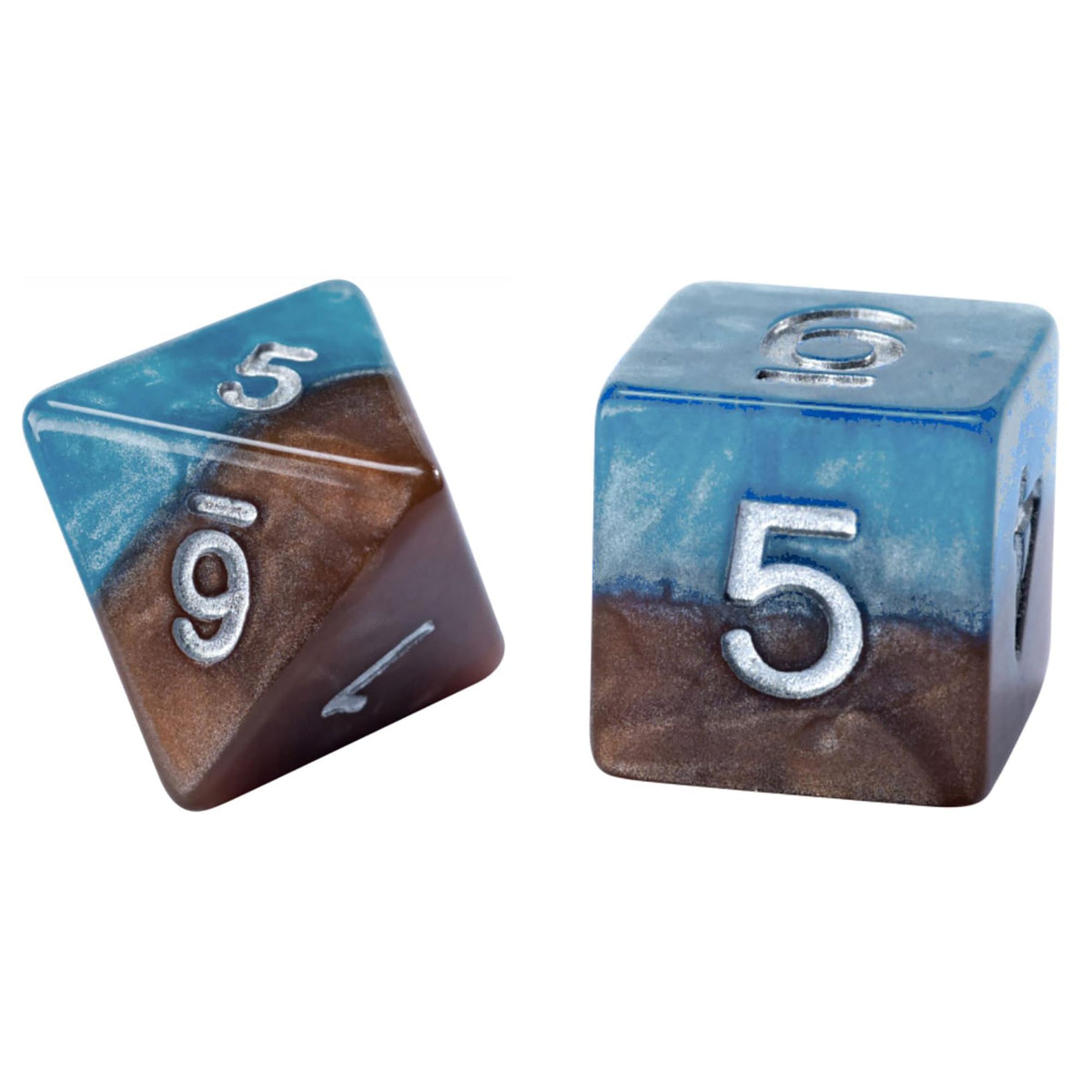 Gate Keeper Games Earth Elemental Halfsies Dice - 7pc Resin Polyhedral Set