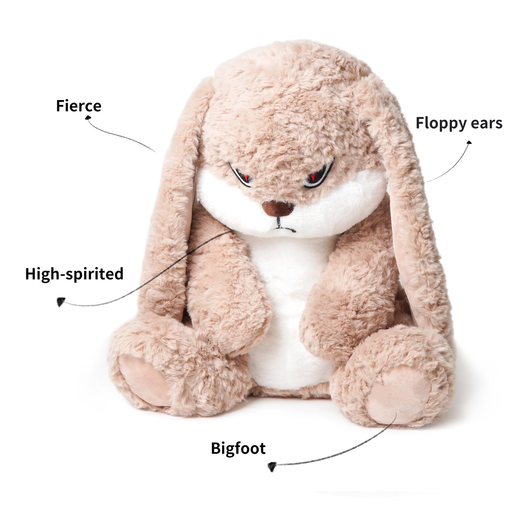 ZEIO Grumpy Bunny Stuffed Animal, 19.6" Plush Rabbit Stuffed Animals with Floppy Ears, Cuddly Soft Plush Toys Huggable, Perfect for a Gift