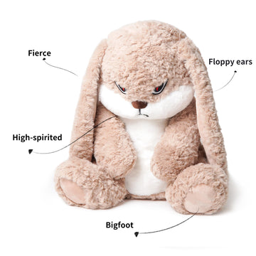 ZEIO Grumpy Bunny Stuffed Animal, 19.6" Plush Rabbit Stuffed Animals with Floppy Ears, Cuddly Soft Plush Toys Huggable, Perfect for a Gift