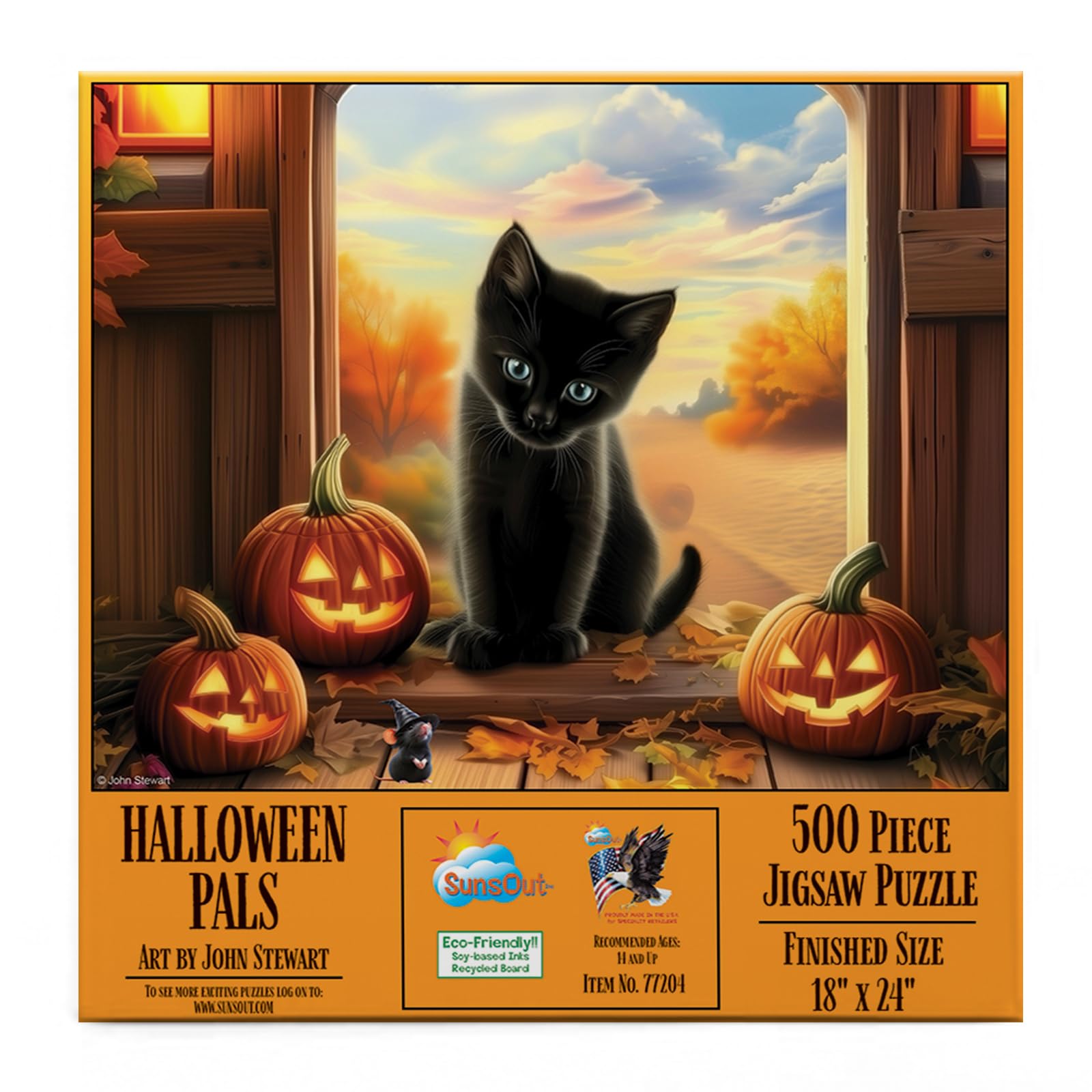 SUNSOUT INC - Halloween Pals - 500 piece Jigsaw Puzzle for Adults by Artist: John Stewart - Finished Size 18" x 24" - MPN# 77204