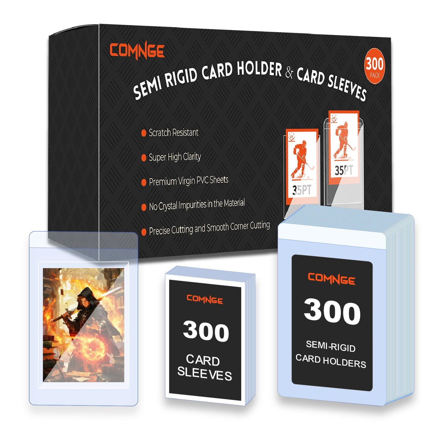 600ct Semi Rigid Card Holder - Ultra Clear Card Savers TCG Protectors, with 1/2'' Protective Lip, Semi Rigid Card Sleeves for BGS, SGC Grading