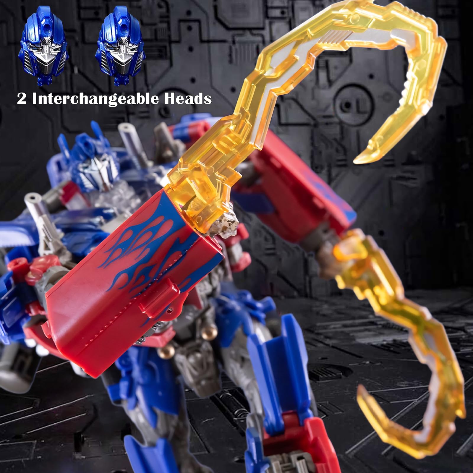 QCCX Car Robot Toys, Deformation Toy Cars, Action Figure with Two Extra Interchangeable Head - Part of Alloy