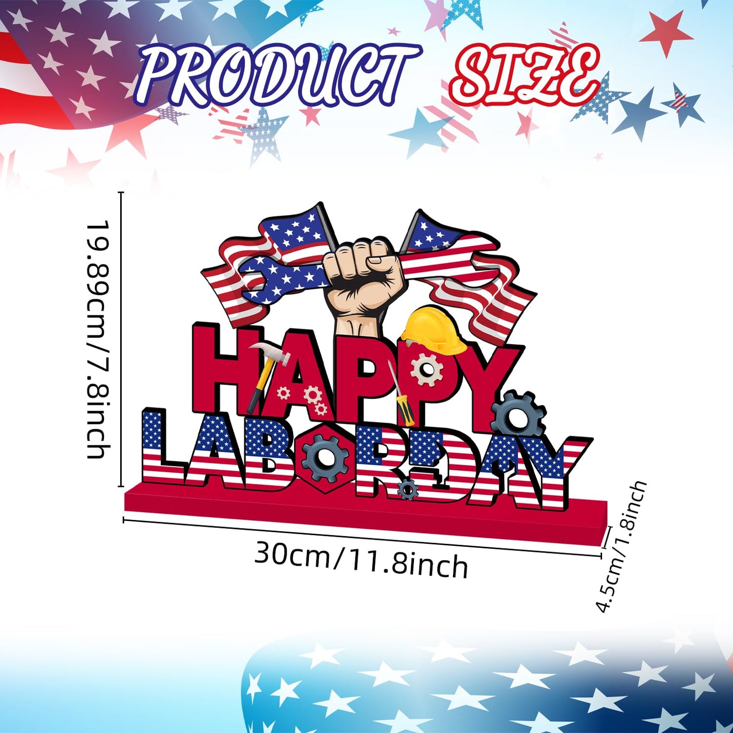 Labor Day Decorations 11.8 X 7.8 Inches Wooden Table Centerpiece