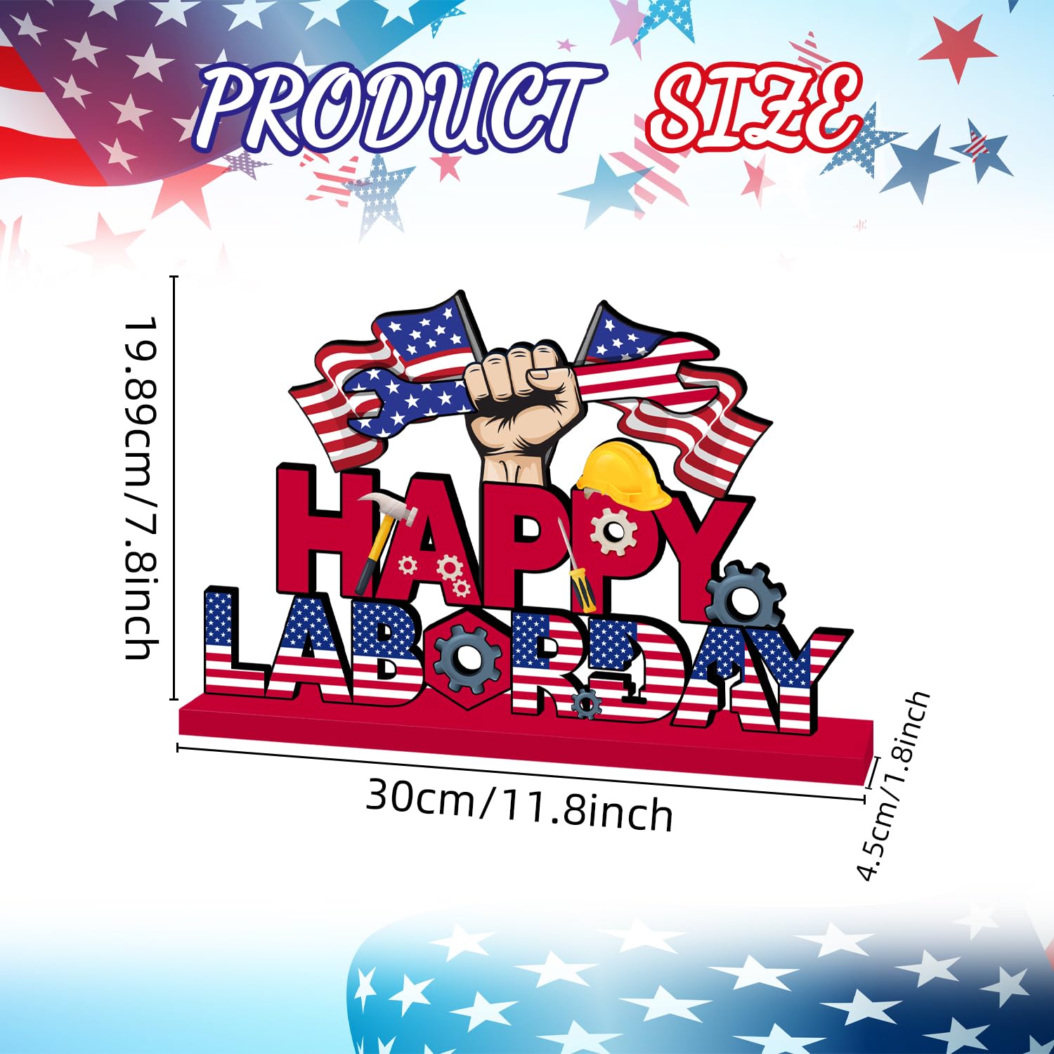 Labor Day Decorations 11.8 X 7.8 Inches Wooden Table Centerpiece