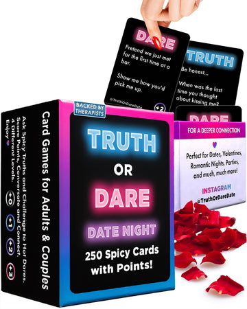 Truth Or Dare Date Night Couples Card Games for Adults with 250 Cards + Spicy Point System | Perfect for Romantic Date Night & Connection